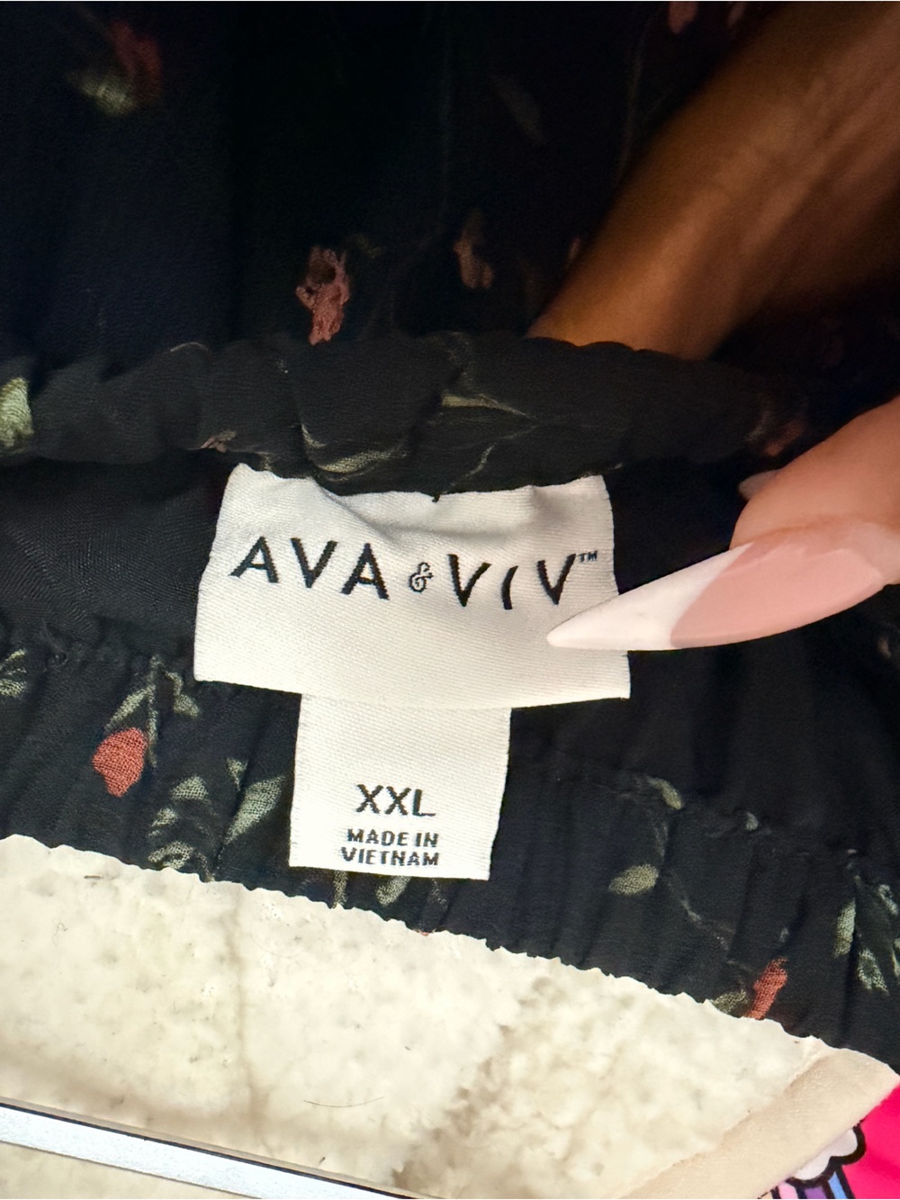 Ava & Viv Black Maxi Skirt with Pink Floral Print - Picture 4 of 4